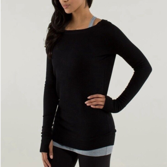 LULULEMON WOMENS SWEATER Black 100% WOOL REVERSIBLE PULLOVER 8 - Picture 1 of 12